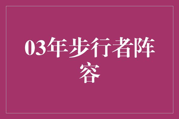 志和！步行者阵容 2003年的传奇演绎