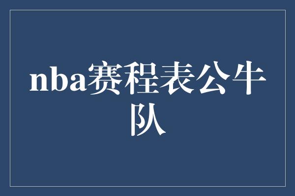 nba赛程表公牛队