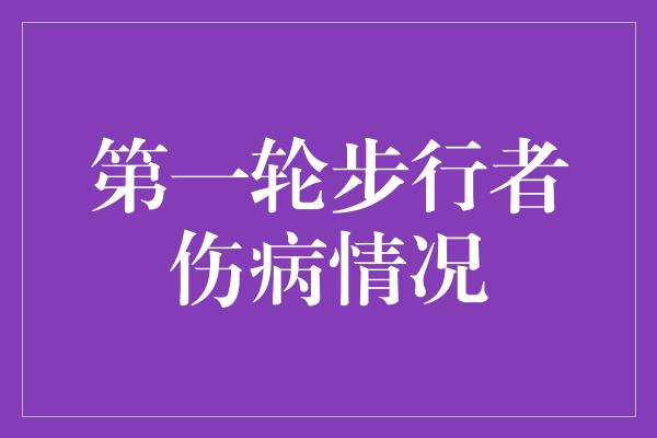 第一轮步行者伤病情况