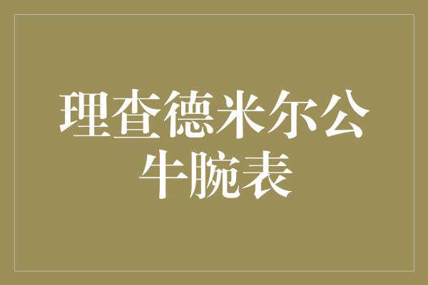 米尔！理查德米尔公牛腕表 奢华与精准的完美结合