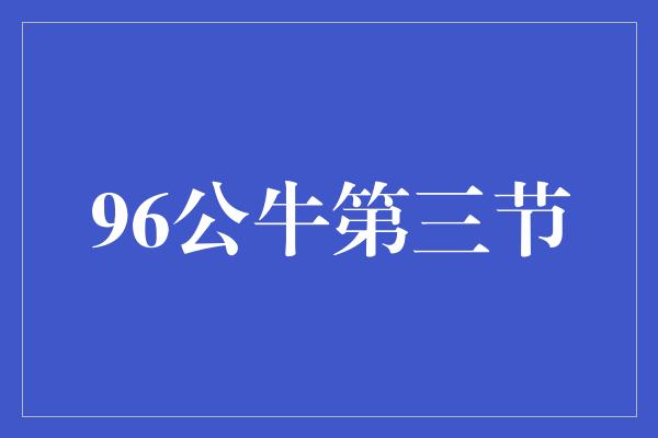 公牛队！96公牛第三节 点燃全场激情，翻转比赛局势！