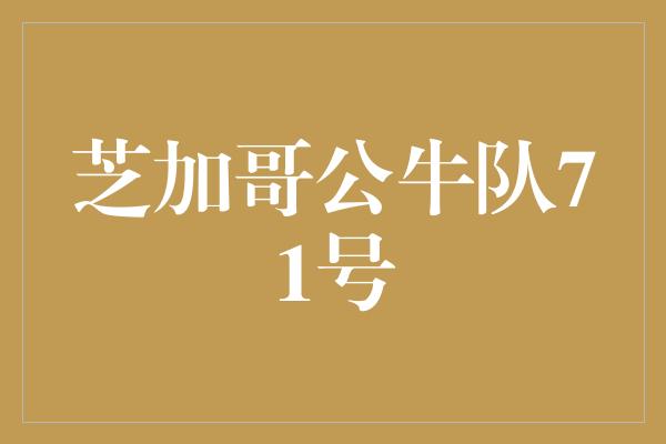 公牛队！传奇再续——芝加哥公牛队71号