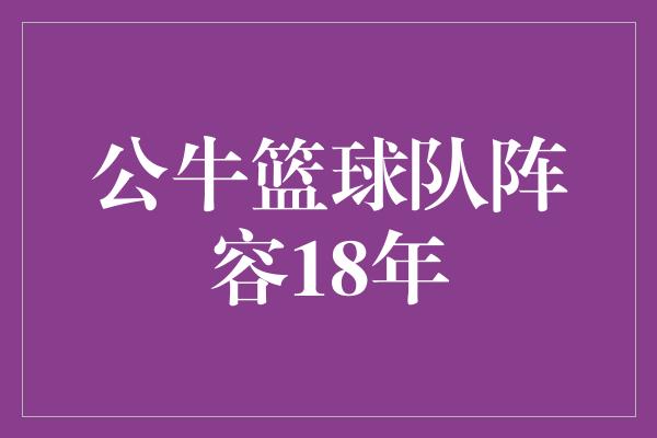 公牛队！公牛篮球队阵容18年 新一代的力量崛起