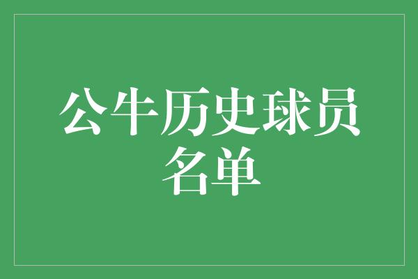 公牛历史球员名单