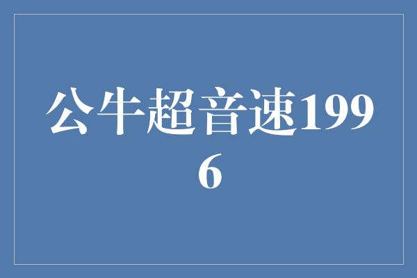 公牛超音速1996