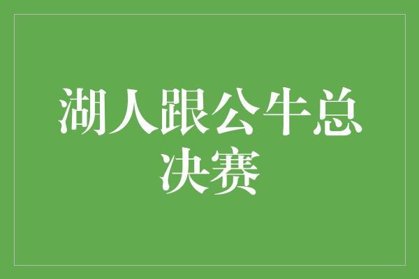 公牛队！湖人vs公牛 冠军之争的巅峰对决！