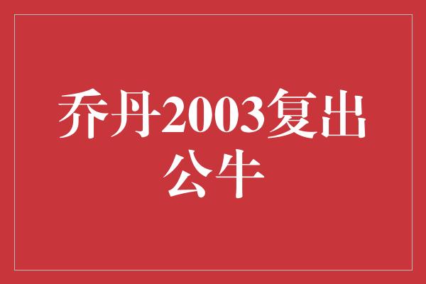 乔丹2003复出公牛