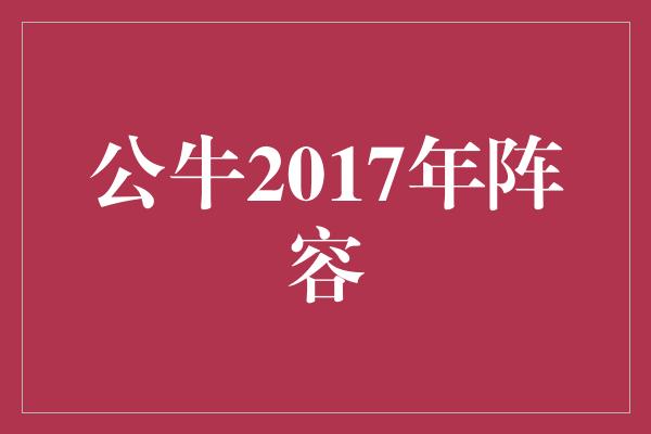 公牛2017年阵容