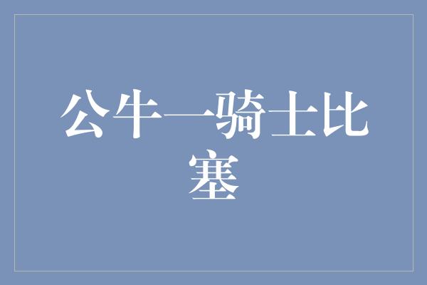 付出！公牛与骑士的较量 揭开背后的激情与荣耀