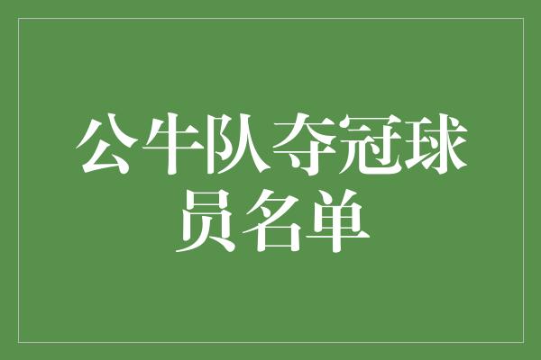 公牛队！无坚不摧的勇士——公牛队夺冠球员名单