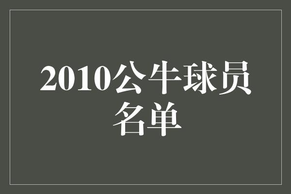 公牛队！回顾2010年公牛球员名单，见证传奇的时刻