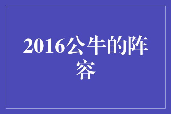 公牛队！重返辉煌！回顾2016年公牛队的传奇阵容