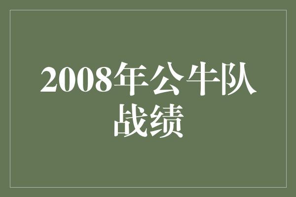 公牛队！2008年公牛队 奋力拼搏的辉煌战绩