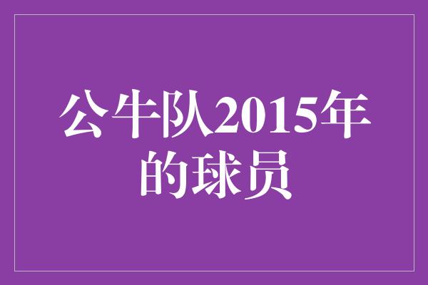 公牛队！重温辉煌，回顾公牛队2015年的球员