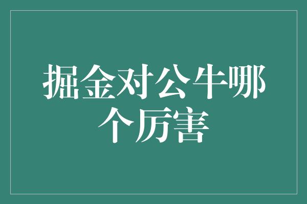 掘金对公牛哪个厉害