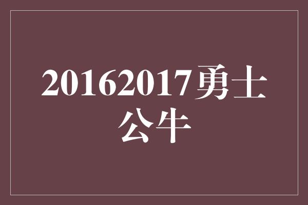 20162017勇士公牛