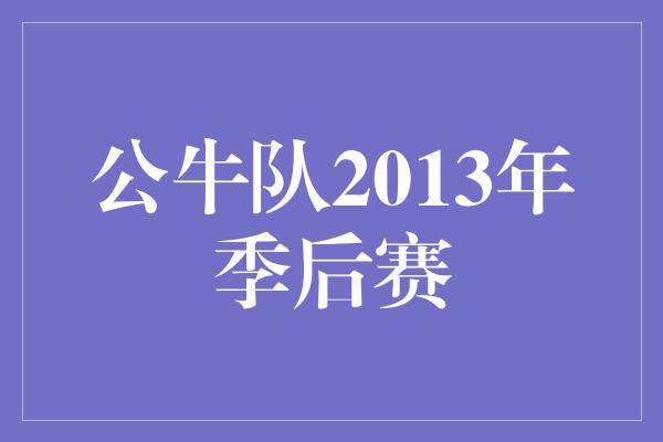 公牛队！公牛队2013年季后赛 砥砺前行、不屈不挠的战斗