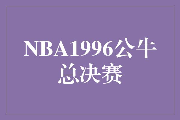 公牛队！NBA1996公牛总决赛 永恒的传奇与荣耀