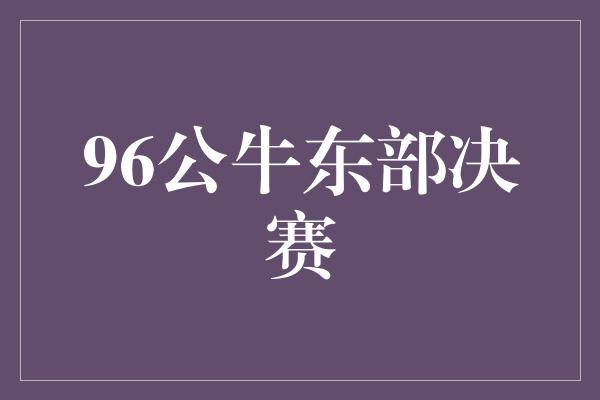 公牛队！96公牛东部决赛 传奇时刻的诞生