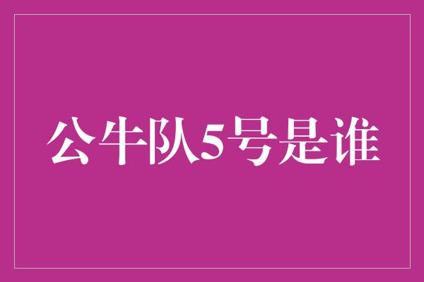 公牛队！公牛队5号 勇往直前的领袖